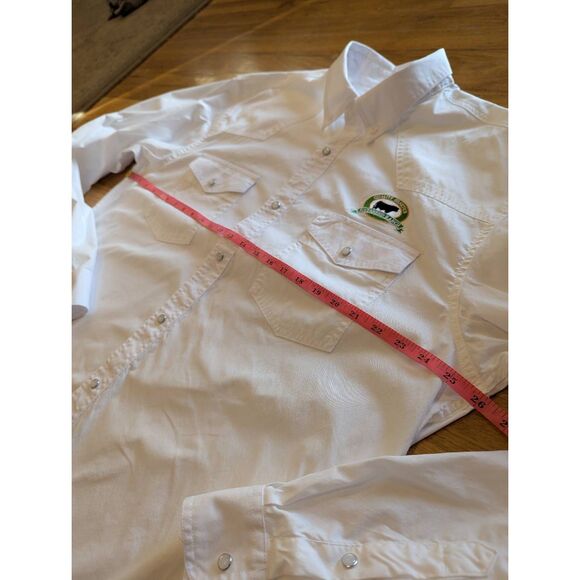 Wyoming Traders Pearl Snap Western Shirt XL White Riverbend Ranch Logo - Picture 4 of 10
